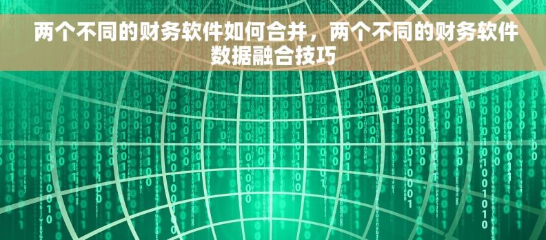  两个不同的财务软件如何合并，两个不同的财务软件数据融合技巧