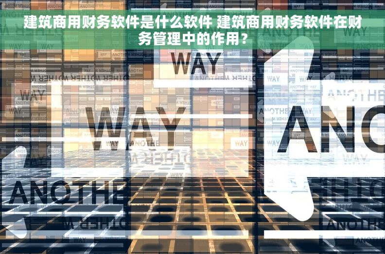 建筑商用财务软件是什么软件 建筑商用财务软件在财务管理中的作用？