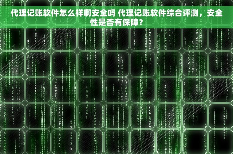 代理记账软件怎么样啊安全吗 代理记账软件综合评测，安全性是否有保障？