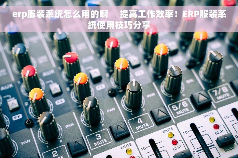 erp服装系统怎么用的啊     提高工作效率！ERP服装系统使用技巧分享