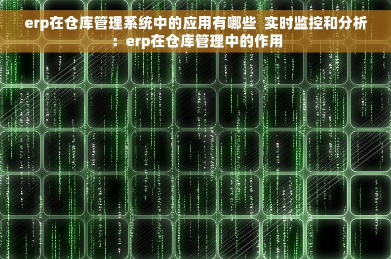 erp在仓库管理系统中的应用有哪些  实时监控和分析：erp在仓库管理中的作用