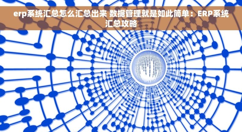 erp系统汇总怎么汇总出来 数据管理就是如此简单：ERP系统汇总攻略