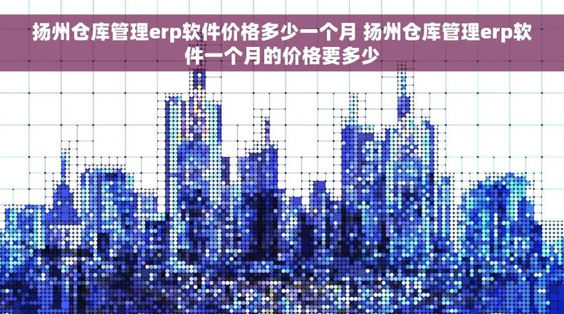 扬州仓库管理erp软件价格多少一个月 扬州仓库管理erp软件一个月的价格要多少