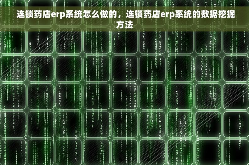 连锁药店erp系统怎么做的，连锁药店erp系统的数据挖掘方法