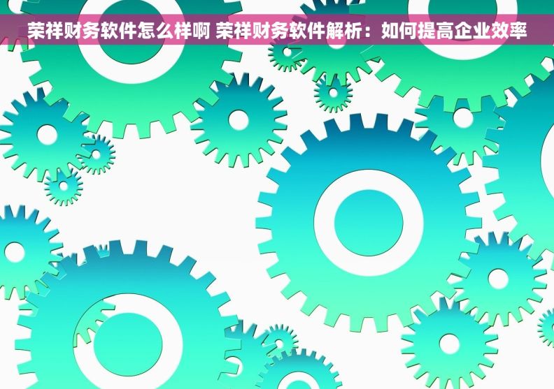 荣祥财务软件怎么样啊 荣祥财务软件解析：如何提高企业效率