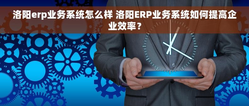 洛阳erp业务系统怎么样 洛阳ERP业务系统如何提高企业效率？
