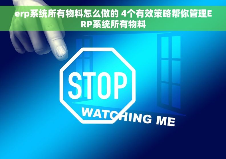 erp系统所有物料怎么做的 4个有效策略帮你管理ERP系统所有物料