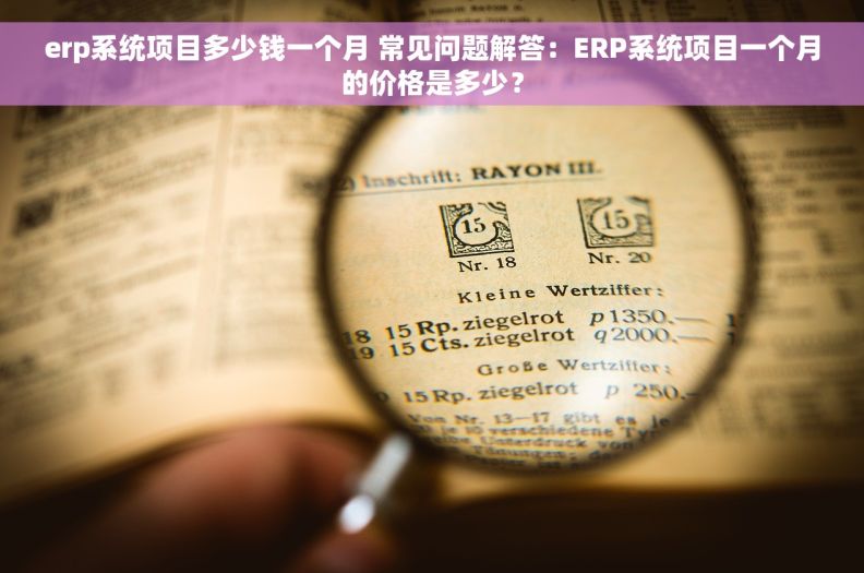 erp系统项目多少钱一个月 常见问题解答：ERP系统项目一个月的价格是多少？