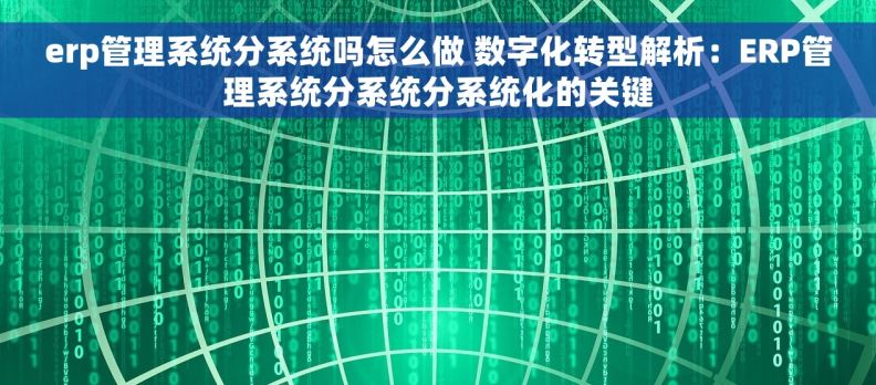 erp管理系统分系统吗怎么做 数字化转型解析:ERP管理系统分系统分系统化的关键 erp管理系统分系统吗怎么做 数字化转型解析:ERP管理系统分系统分系统化的关键