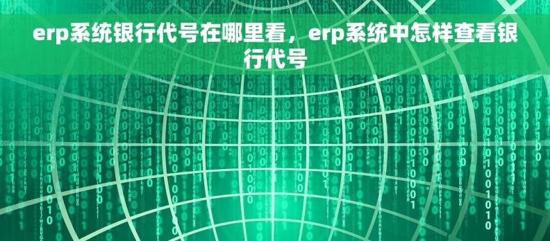 erp系统银行代号在哪里看,erp系统中怎样查看银行代号 erp系统银行代号在哪里看,erp系统中怎样查看银行代号
