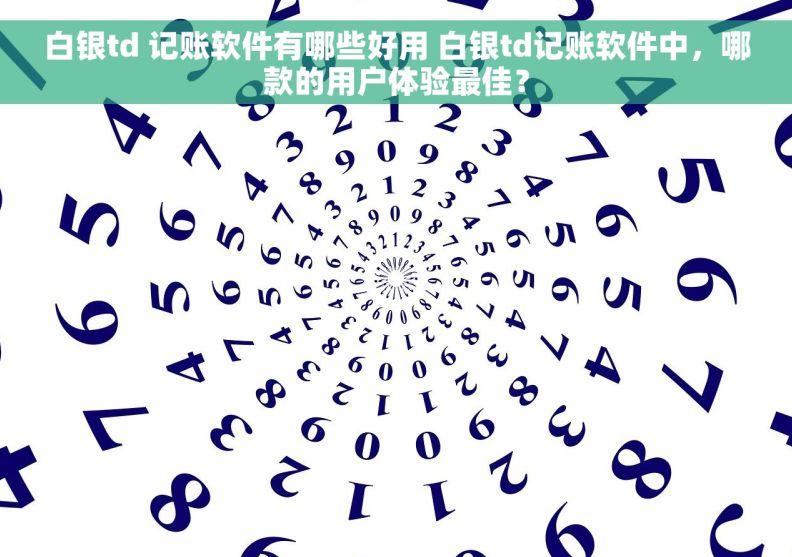 白银td 记账软件有哪些好用 白银td记账软件中，哪款的用户体验最佳？