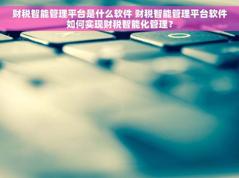 财税智能管理平台是什么软件 财税智能管理平台软件如何实现财税智能化管理？