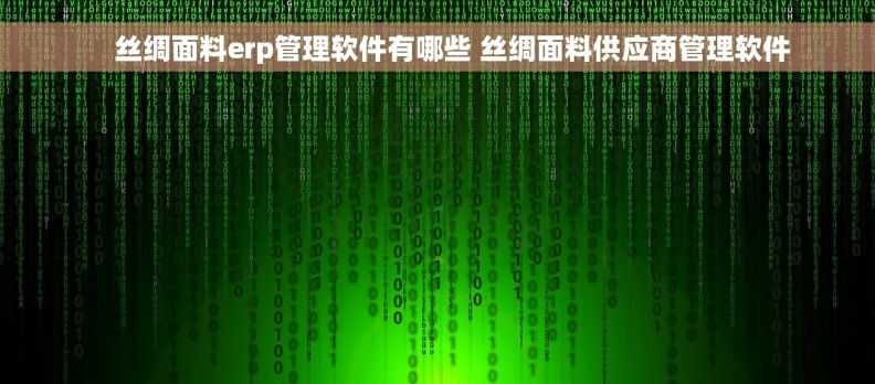     丝绸面料erp管理软件有哪些 丝绸面料供应商管理软件