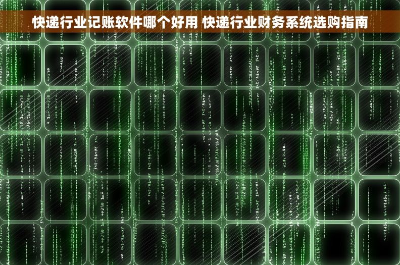 快递行业记账软件哪个好用 快递行业财务系统选购指南