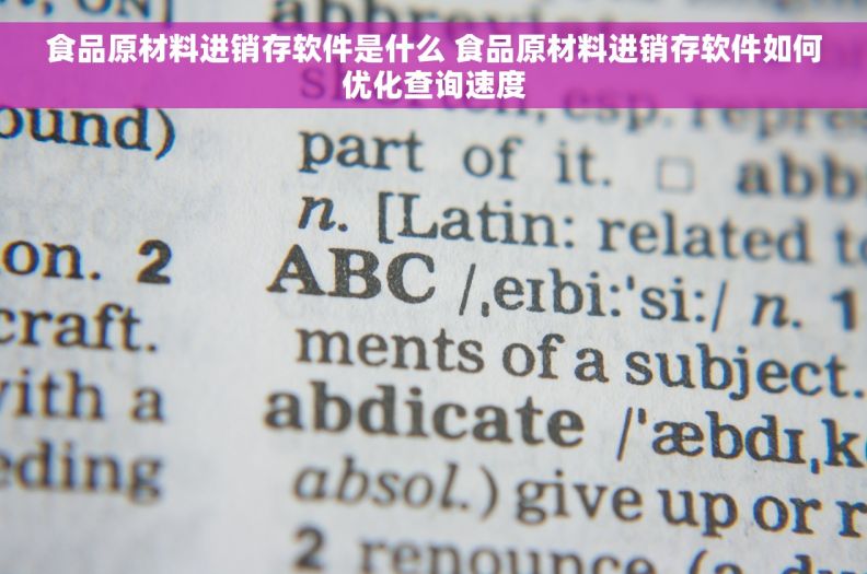 食品原材料进销存软件是什么 食品原材料进销存软件如何优化查询速度
