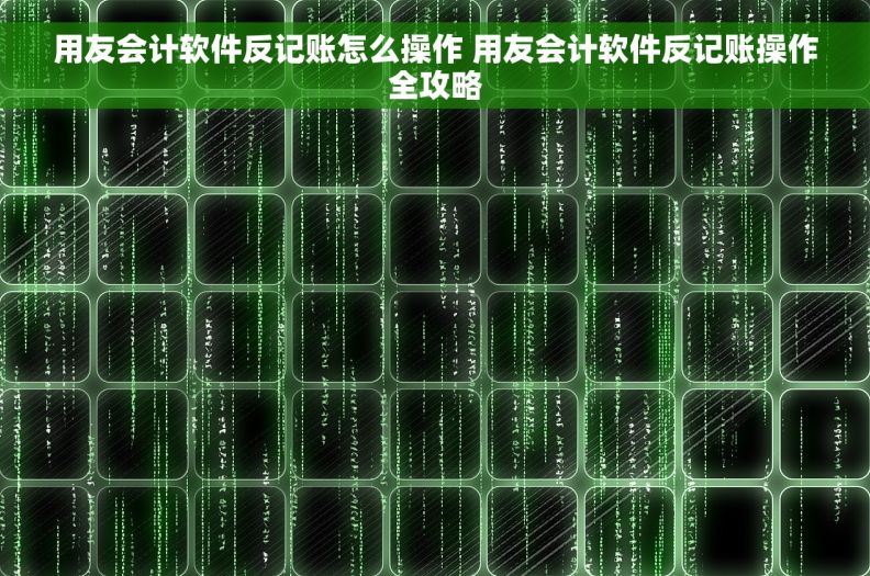 用友会计软件反记账怎么操作 用友会计软件反记账操作全攻略