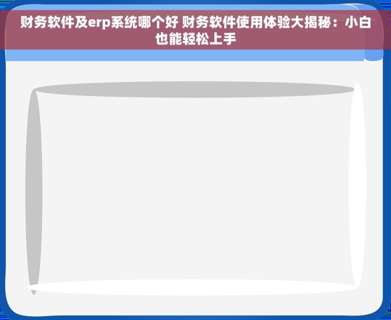 财务软件及erp系统哪个好 财务软件使用体验大揭秘：小白也能轻松上手