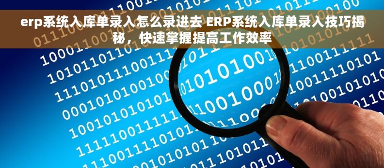 erp系统入库单录入怎么录进去 ERP系统入库单录入技巧揭秘，快速掌握提高工作效率
