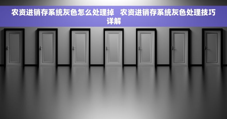 农资进销存系统灰色怎么处理掉   农资进销存系统灰色处理技巧详解