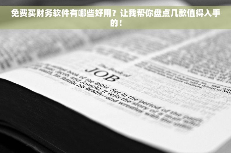 免费买财务软件有哪些好用？让我帮你盘点几款值得入手的！