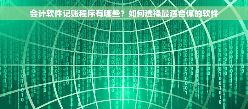会计软件记账程序有哪些？如何选择最适合你的软件