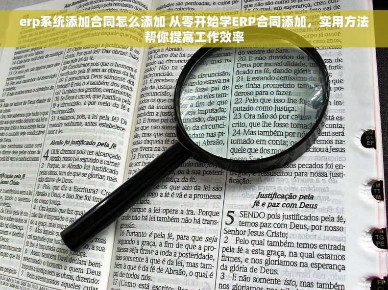 erp系统添加合同怎么添加 从零开始学ERP合同添加，实用方法帮你提高工作效率