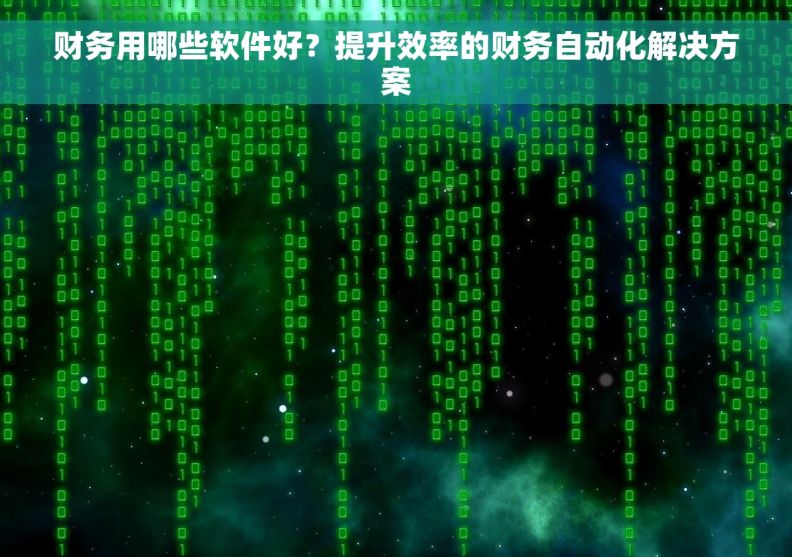 财务用哪些软件好？提升效率的财务自动化解决方案