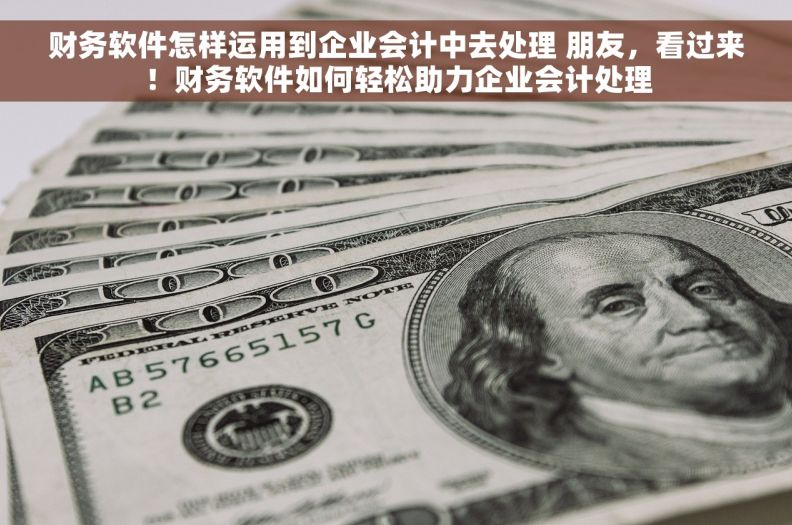 财务软件怎样运用到企业会计中去处理 朋友,看过来!财务软件如何轻松助力企业会计处理 财务软件怎样运用到企业会计中去处理 朋友,看过来!财务软件如何轻松助力企业会计处理