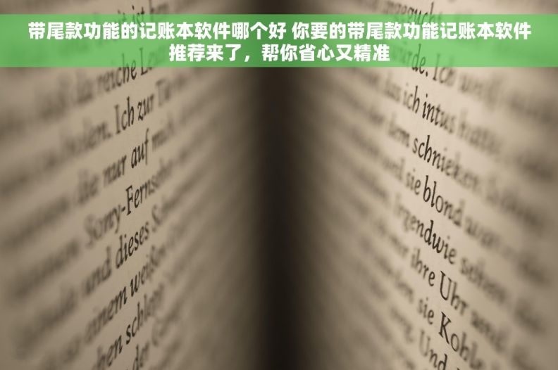 带尾款功能的记账本软件哪个好 你要的带尾款功能记账本软件推荐来了，帮你省心又精准