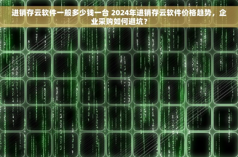 进销存云软件一般多少钱一台 2024年进销存云软件价格趋势，企业采购如何避坑？