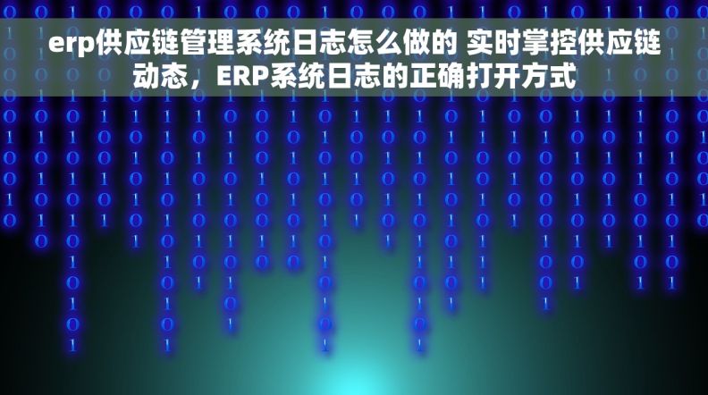 erp供应链管理系统日志怎么做的 实时掌控供应链动态，ERP系统日志的正确打开方式