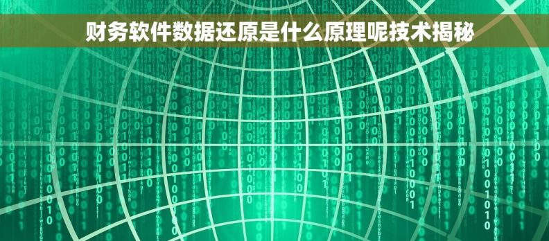   财务软件数据还原是什么原理呢技术揭秘